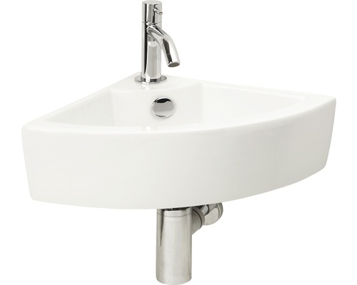 Handwaschbecken - Set inkl. Standventil KERES Sanitärkeramik emailliert weiss 32x32 cm