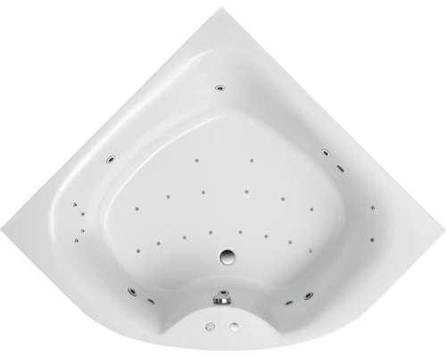 Baignoire balnéo encastrable OTTOFOND Tirana 140 x 140 cm blanc brillant 55160 Baignoire d''angle avec fonction bain à remous, vue de dessus