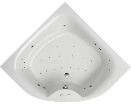 Baignoire balnéo encastrable OTTOFOND Tirana 150 x 150 cm blanc brillant 55161 Baignoire d''angle avec jets vue de dessus