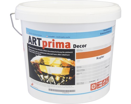 Eimer Art Prima Decor Metallic Effekt Innen- und Aussenfarbe Kupfer