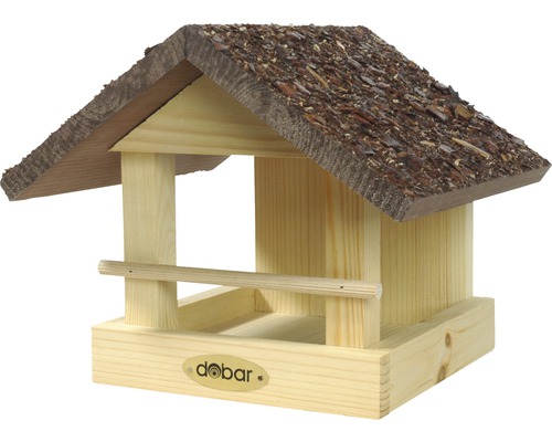 Abri-mangeoire pour oiseaux Pura Natura avec toit en écorce 22,5x20x18 cm