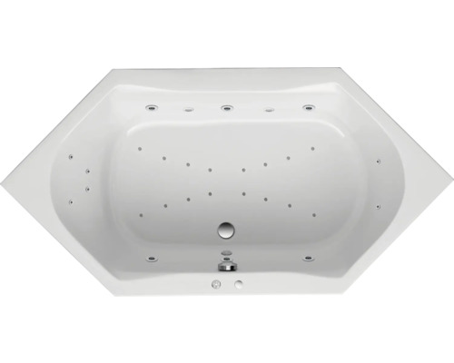 Baignoire balnéo encastrable OTTOFOND Chanson 100 x 200 cm blanc brillant 55230 Baignoire d''angle avec fonction bain à remous, vue de dessus