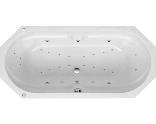 Baignoire balnéo encastrable OTTOFOND Diadem 75 x 170 cm blanc brillant 55261 Baignoire de forme ovale avec fonction d''hydromassage, vue intérieure.