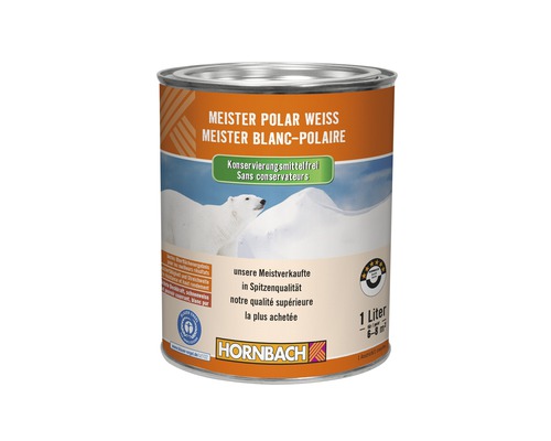 HORNBACH Wandfarbe Meister Polarweiss konservierungsmittelfrei 1 l