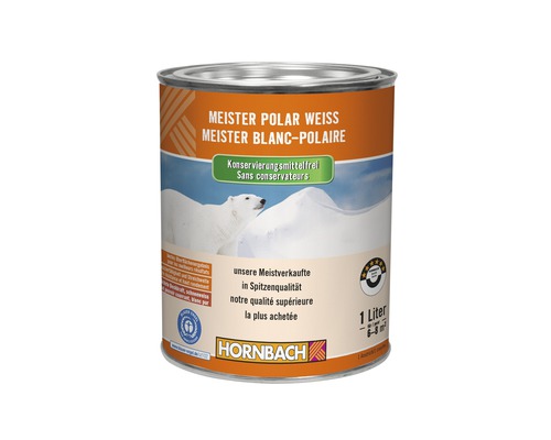 Peinture murale Meister blanc polaire sans conservateurs 1 l Peinture Meister Polar Weiss dans un récipient de 1 litre