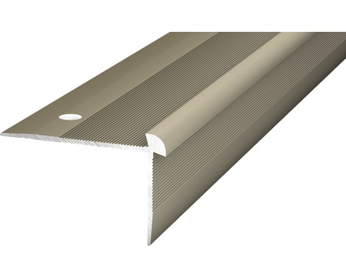 Nez de marche alu pour PVC acier inoxydable mat 3x24x2500 mm