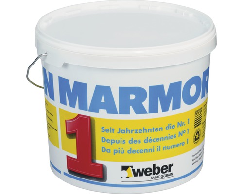 Crépi weber Marmoran intérieur granulométrie 0-1.5 mm blanc 15 kg