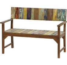 Holzbank mit Armlehnen und Rückenlehne