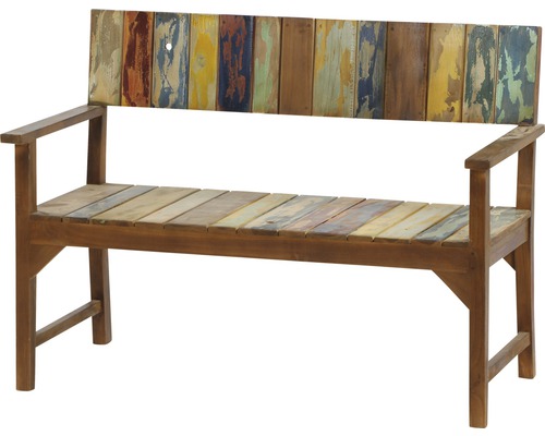 Banc de jardin Palu 2 places teck, fish boat multicolore