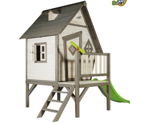 Cabane de jeux Sunny Cabin XL bois avec toboggan vert