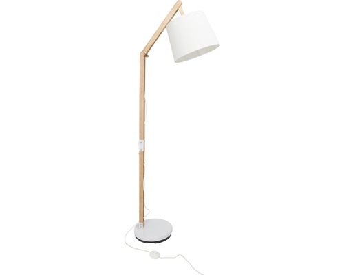 Lampadaire avec cadre en bois et abat-jour