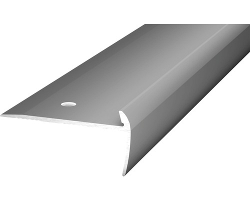 Nez de marche alu pour PVC acier inoxydable mat 5x21,5x2500 mm