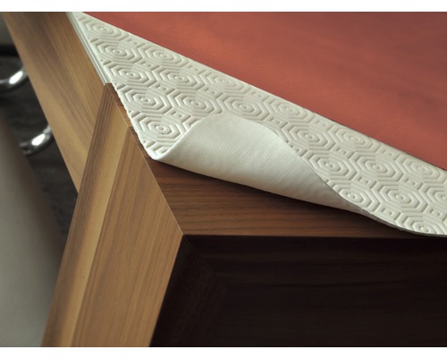 Protège-table uni blanc largeur 140 cm (au mètre) Table avec tapis antidérapant