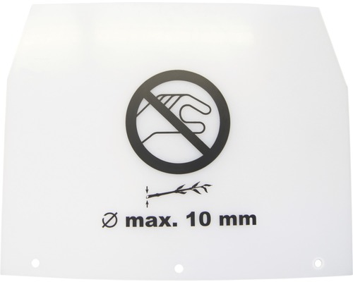 Sicherheitshinweis: Nicht berühren, maximale Aststärke 10 Millimeter