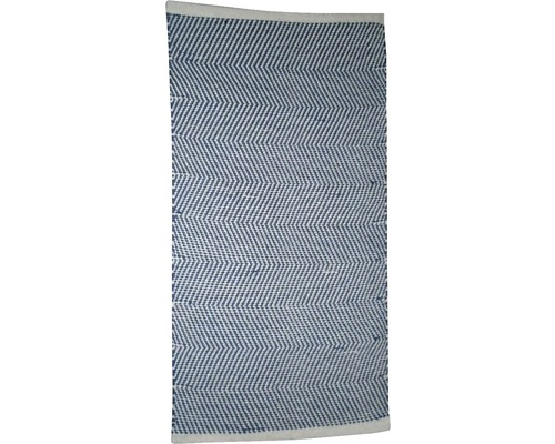 Tapis chenille Dakota à rayures gris-bleu 65x130 cm