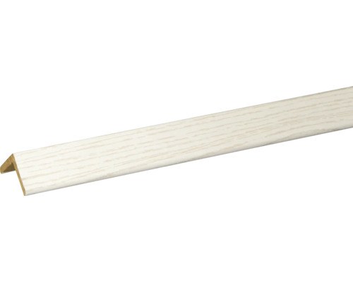 Baguette d’angle frêne blanc 2400 x 28 x 28 mm Profil d''angle avec structure en bois