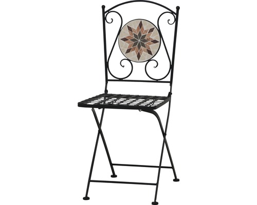 Chaise pliante en métal avec mosaïque dans le dos