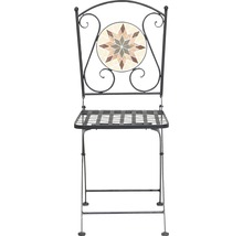 Chaise pliante en métal avec motif mosaïque sur le dossier