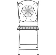 Chaise de jardin en métal avec motif mosaïque dans le dossier