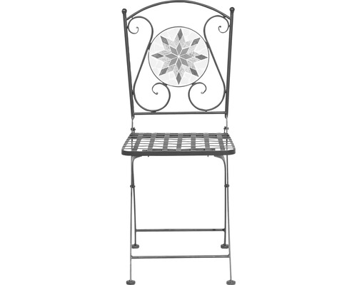 Chaise de jardin en métal avec motif mosaïque dans le dossier