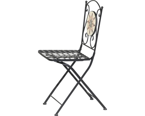 Chaise de jardin en métal avec décoration en mosaïque