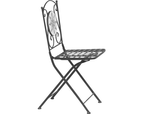 Chaise de jardin pliante en métal avec décoration en mosaïque