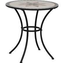 Runder Gartentisch mit Mosaikplatte und Metallgestell