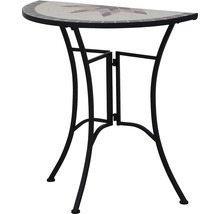 Table mosaïque en demi-lune avec structure en métal