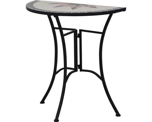 Table mosaïque en demi-lune avec structure en métal