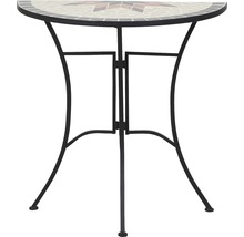 Table de jardin avec plateau en mosaïque et structure en métal