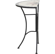 Console demi-lune avec plateau en mosaïque et structure en métal