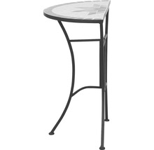 Console demi-lune avec plateau en mosaïque et structure en métal