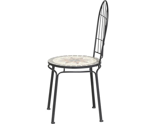 Chaise de jardin avec assise en mosaïque et cadre en métal