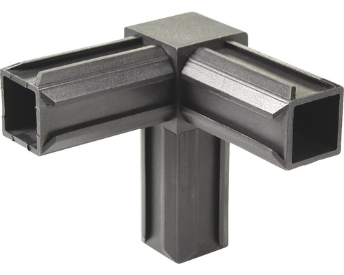 XD-Rohrverbinder 90° mit rechtwinkligem Abgang für Vierkantrohre 20 x 20 x 1,5 mm Kunststoff schwarz