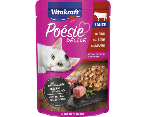 Nourriture pour chats Vitakraft Poésie DéliSauce viande de bœuf 85 g