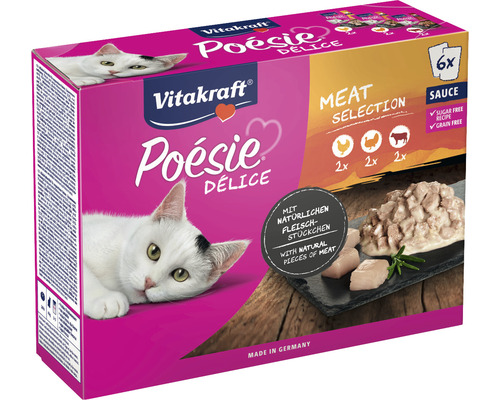 Nourriture pour chats Vitakraft Poésie DéliSauce Multipack viande 6x85 g