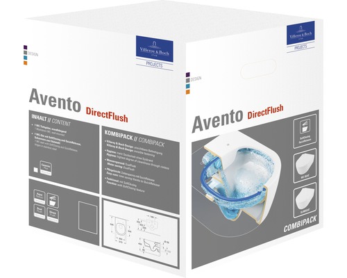 Verpackung eines Villeroy & Boch Avento DirectFlush Wand-WC-Sets
