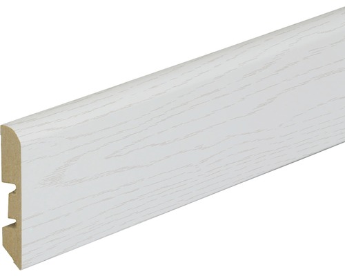 Plinthe en frêne structuré blanc 10x58x2600 mm Plinthe blanche avec structure en bois