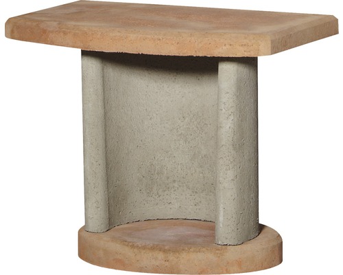 Desserte Buschbeck pour barbecue cheminée 40 x 70 x 55 cm béton terre cuite gris Colonne à plantes d''angle en béton et terre cuite pour le jardin