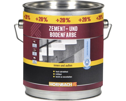 Peinture pour ciment et sols HORNBACH gris silex 3 l (20 % gratuit!) Seau de peinture pour ciment et sol