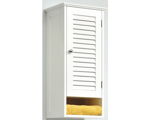 Armoire suspendue Pelipal Jasper largeur 68x32x22,5 cm blanc démontée droite Armoire de salle de bain suspendue avec porte à lamelles et compartiment ouvert