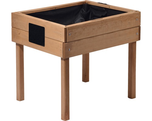 Jardinière surélevée sur pilotis pour enfants avec ardoise 40x50x45 cm marron Jardinière surélevée en bois avec film de plantation