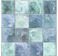 Fliesenmuster mit quadratischen Fliesen in verschiedenen Blautönen
