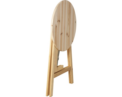 Zusammengeklappter runder Holztisch