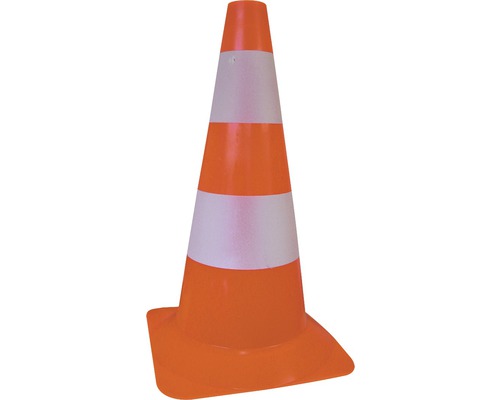 Cône de signalisation orange/blanc réfléchissant hauteur 50 cm