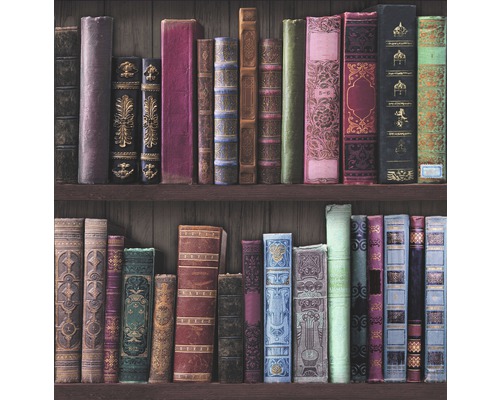 Papier peint intissé 103301 livres multicolore Étagère avec de vieux livres comme décoration