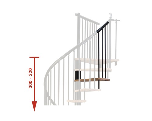 Extension pour escalier en colimaçon Pertura Irini Ø 120 cm pour hauteur d'étage max de 332 cm