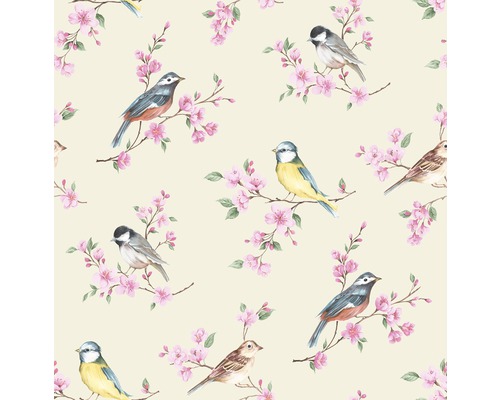 Tapete mit Vogel- und Blütenmuster