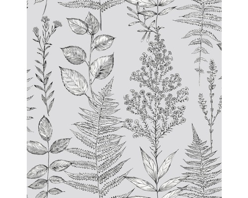 Papier peint intissé mélange botanique gris