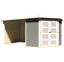 Abri de jardin avec double porte et annexe latérale